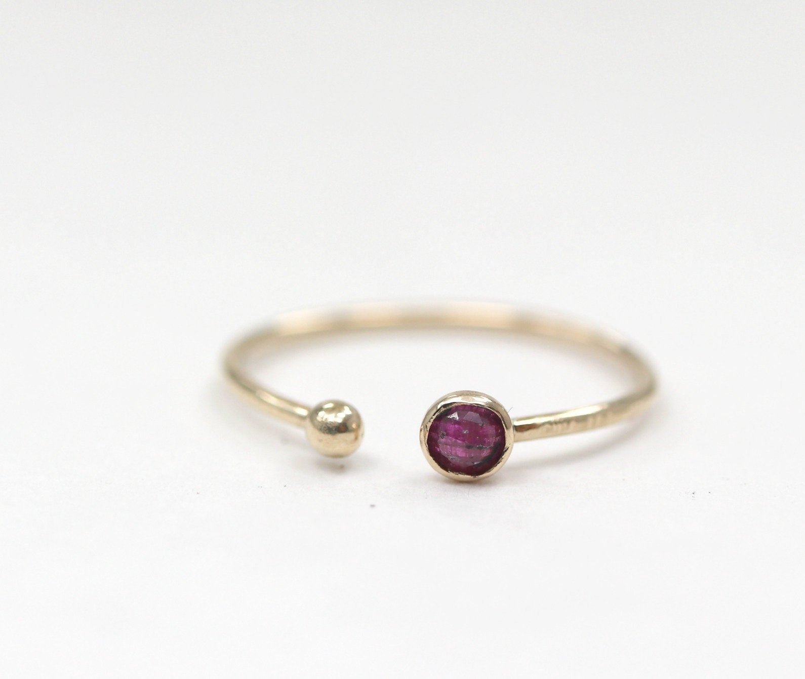14k Gold Open Cuff Ruby Ring - Melt'm Jewelry