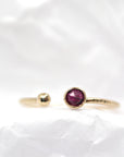 14k Gold Open Cuff Ruby Ring - Melt'm Jewelry