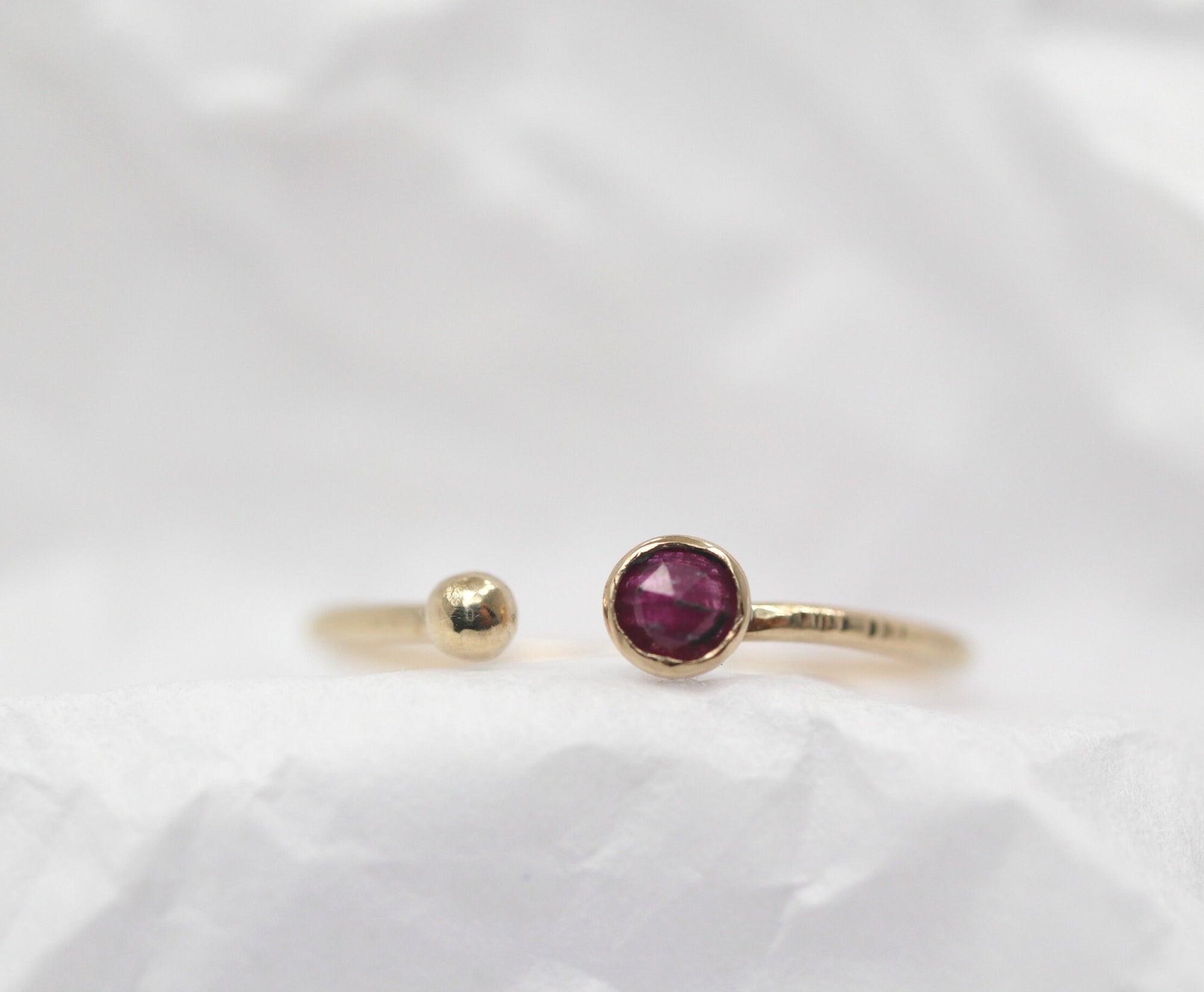 14k Gold Open Cuff Ruby Ring