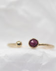 14k Gold Open Cuff Ruby Ring