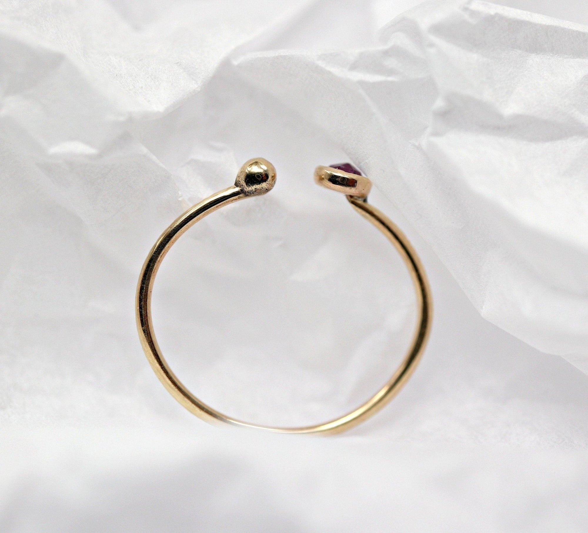 14k Gold Open Cuff Ruby Ring - Melt'm Jewelry