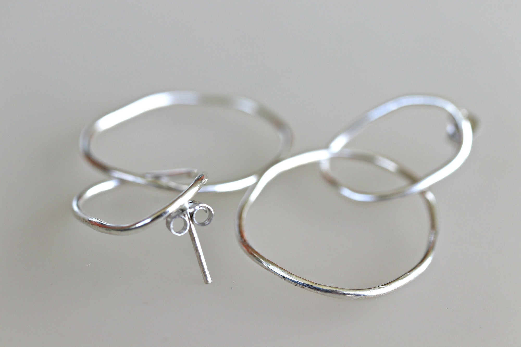 Double Hoop Earrings, Sterling Silver Hoop Earrings, Rose Gold Filled Hoop Post Earrings