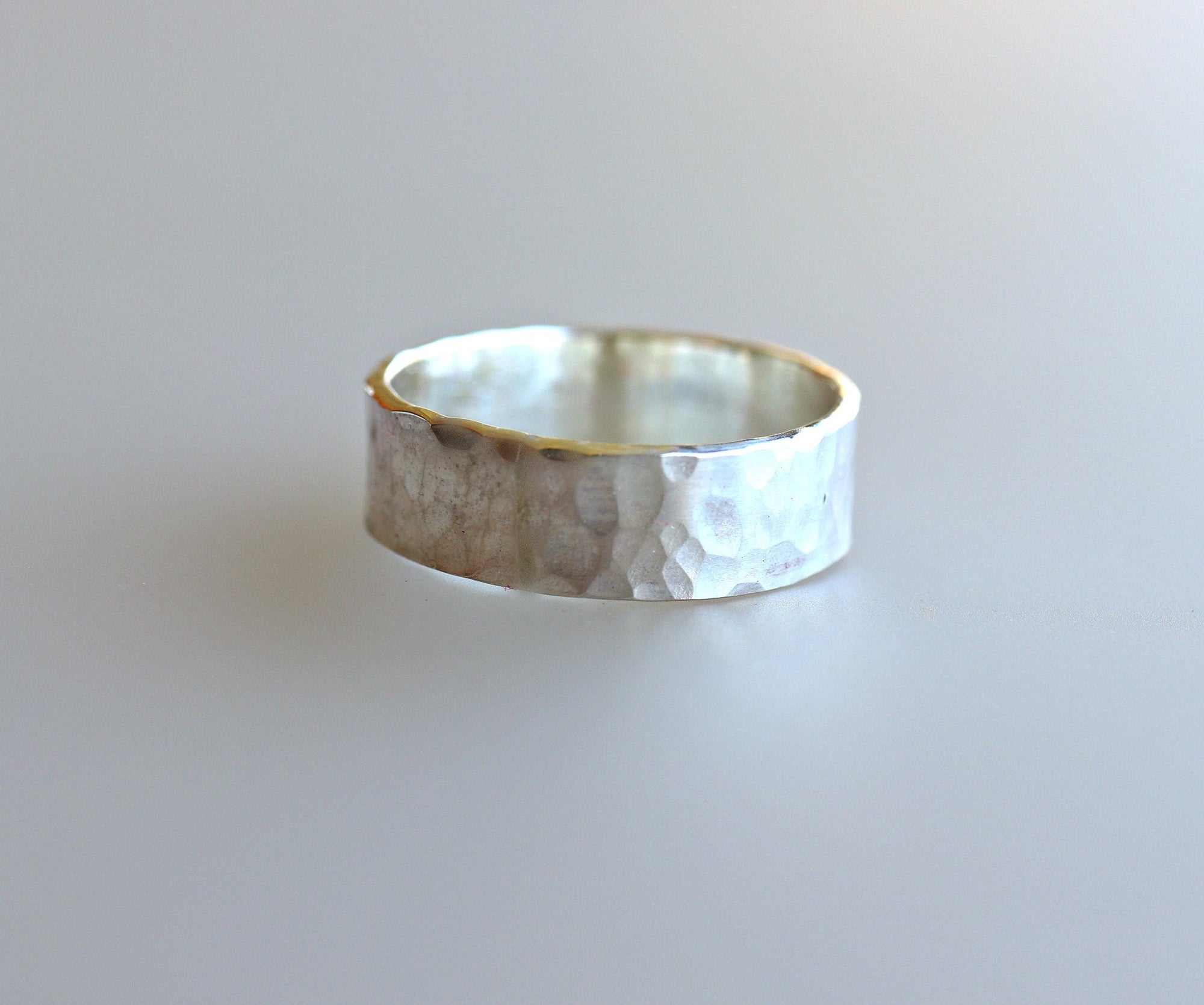 6mm Large Hammered Sterling Silver Band