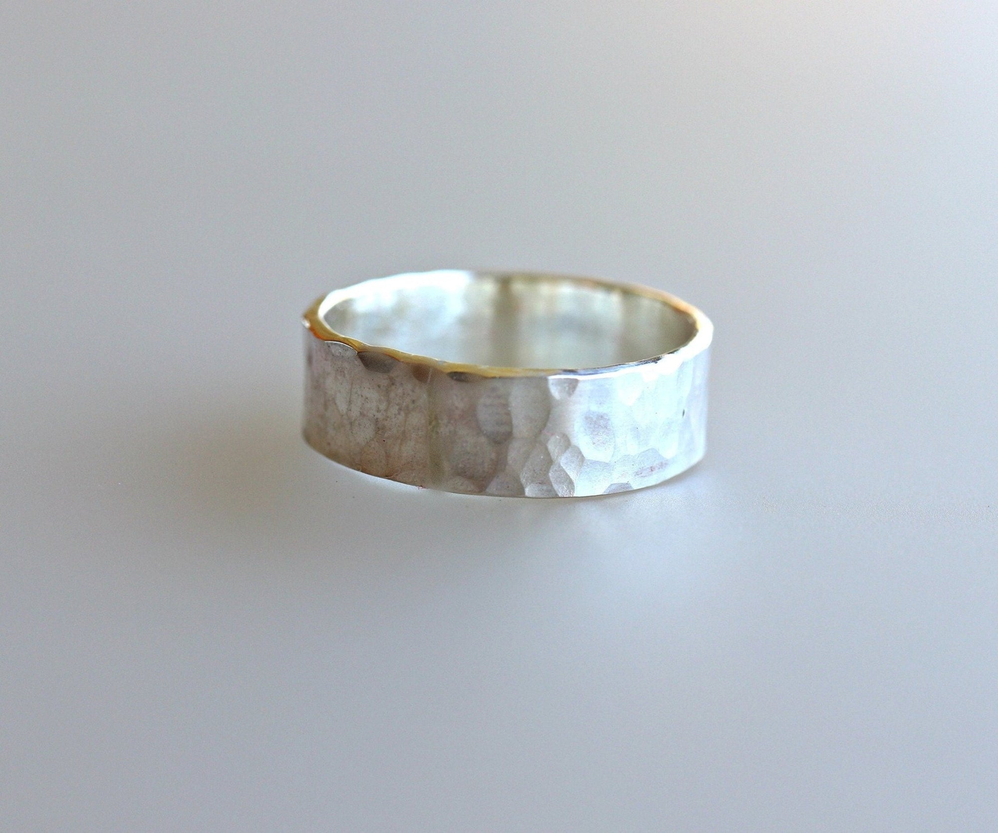 6mm Large Hammered Sterling Silver Band - Melt'm Jewelry