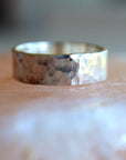 6mm Large Hammered Sterling Silver Band