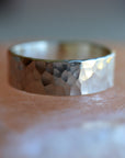 6mm Large Hammered Sterling Silver Band