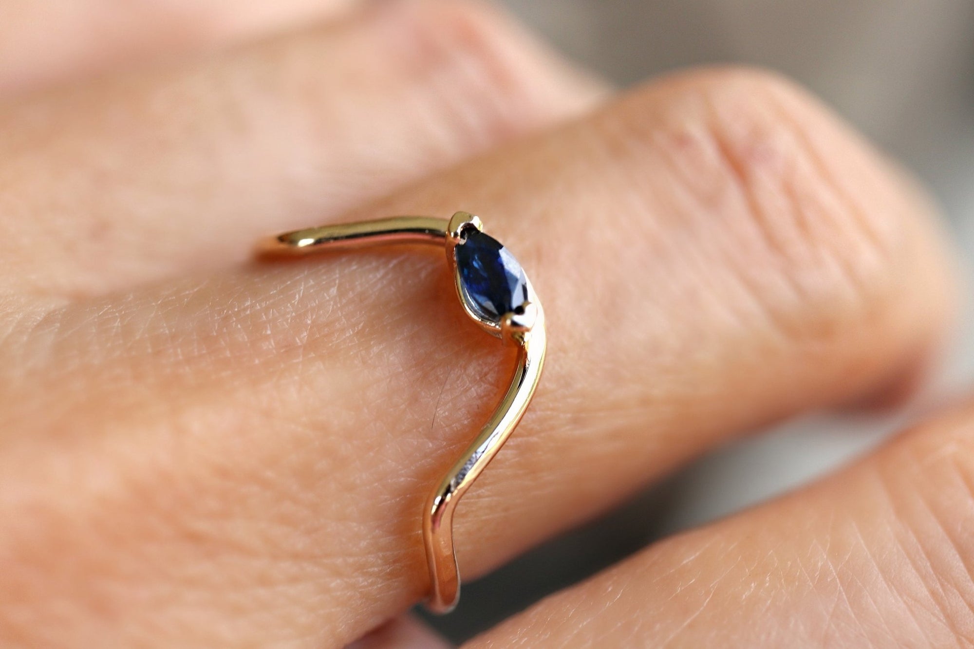 Marquise Sapphire Engagement Ring - Melt'm Jewelry