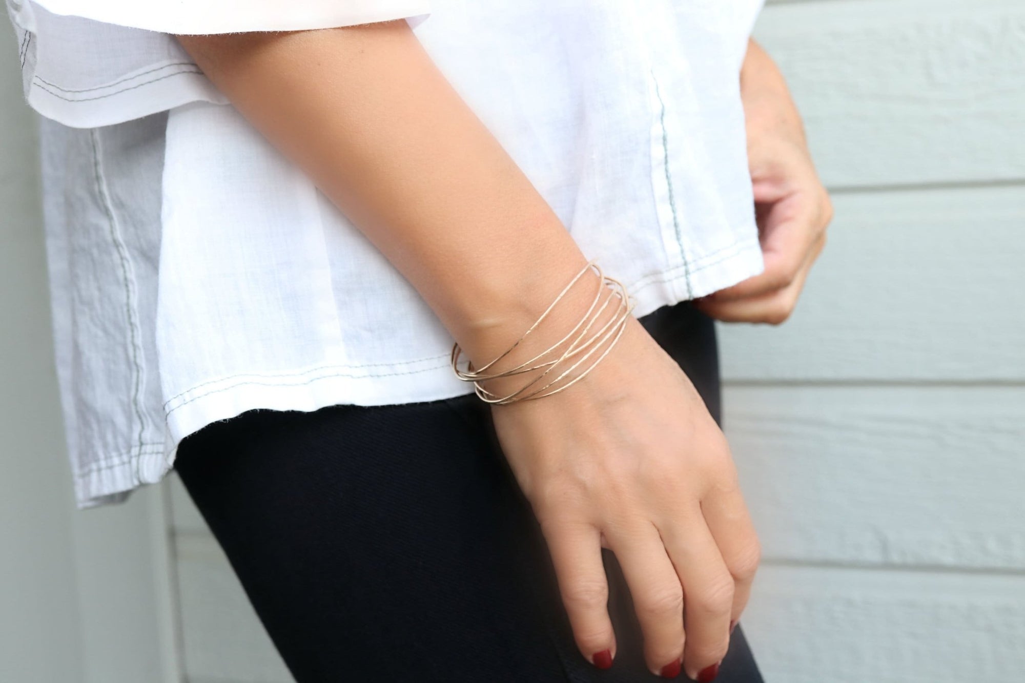 Wrap Cuff Bracelet, Hammered Gold Open Bangle - Melt'm Jewelry