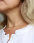 Gold Choker Necklace, Gemstone with Dainty Choker