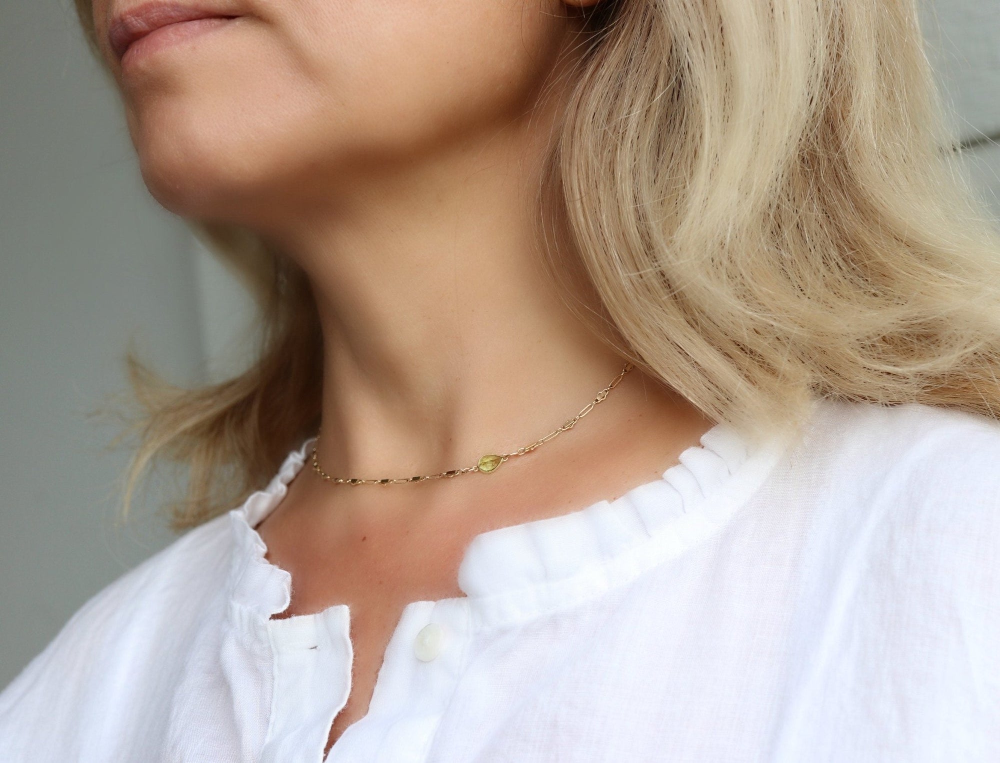 Gold Choker Necklace, Gemstone with Dainty Choker - Melt'm Jewelry