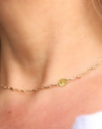 Gold Choker Necklace, Gemstone with Dainty Choker