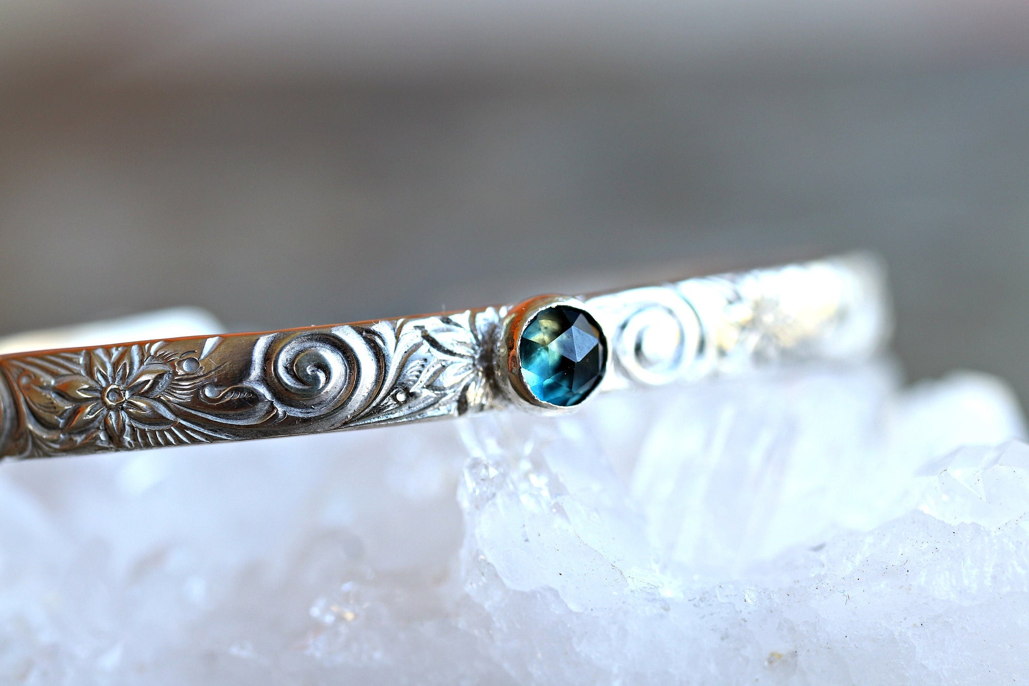 Birthstone Cuff Bracelet, London Blue Topaz Cuff