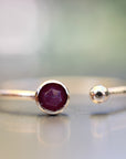 14k Gold Open Cuff Ruby Ring