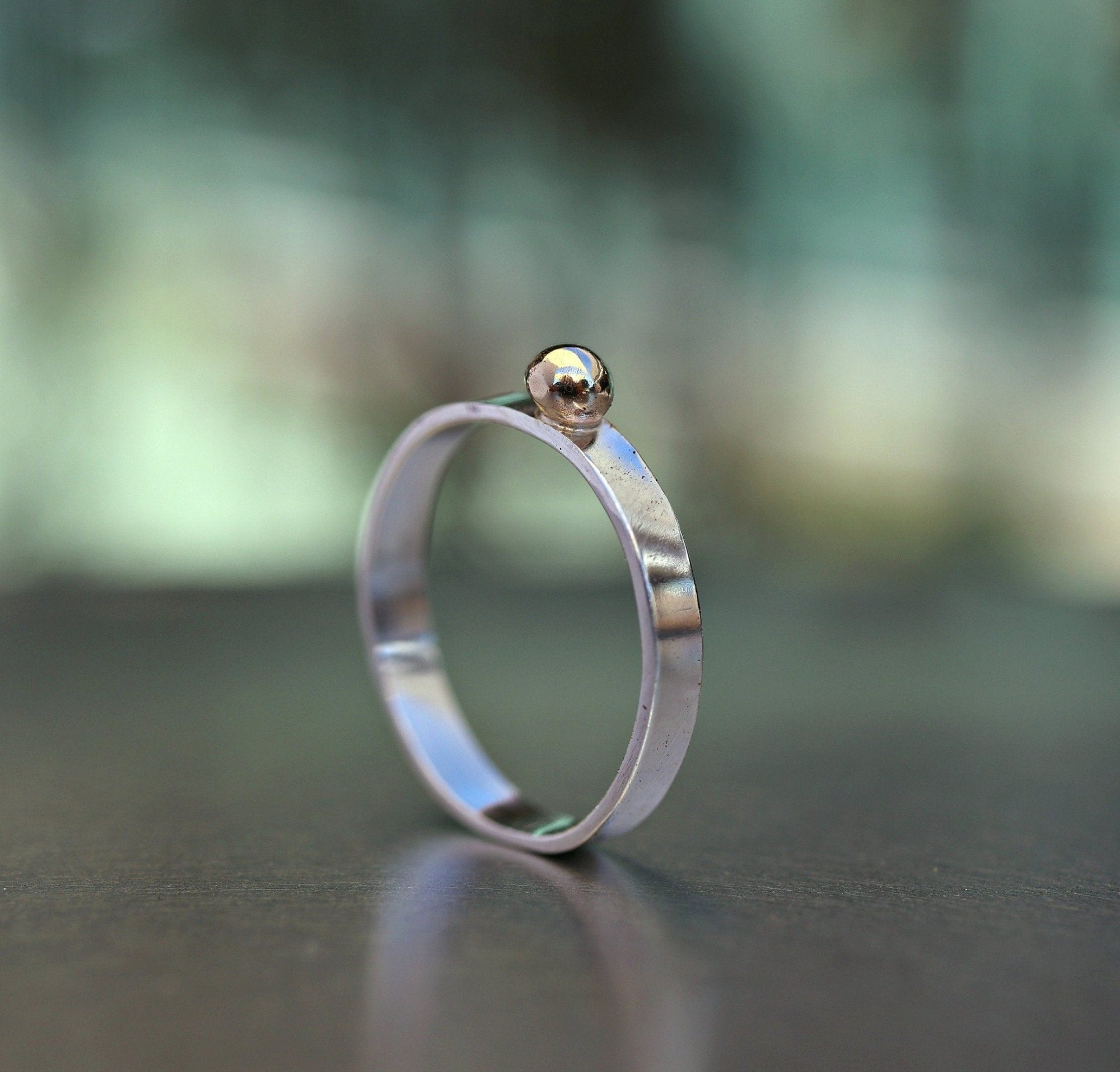14k Gold Dot Stacking Gold Ball Ring - Mixed Metal Ring - Melt'm Jewelry