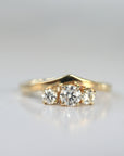 Chevron Wedding Band Three Stone Diamond Ring - Melt'm Jewelry