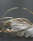 Thin Cuff Bracelet, Hammered Gold Open Bangle - Melt'm Jewelry