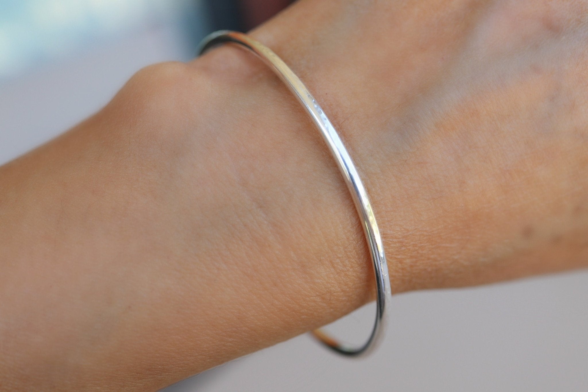 Hammered Sterling Silver Cuff Bracelet - Open Bangle – Melt'm Jewelry