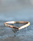 14k Solid Gold Chevron Wedding Band, Gold V Ring