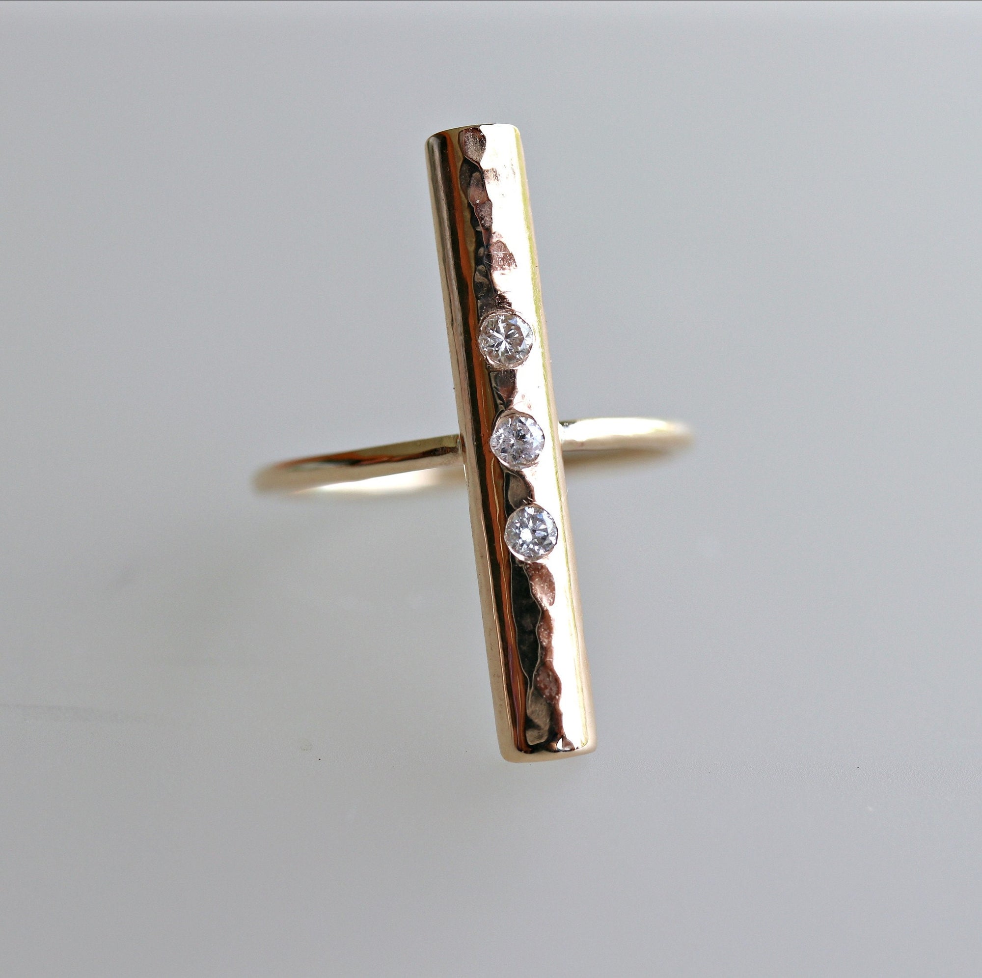 Pave Diamond Vertical Bar Ring