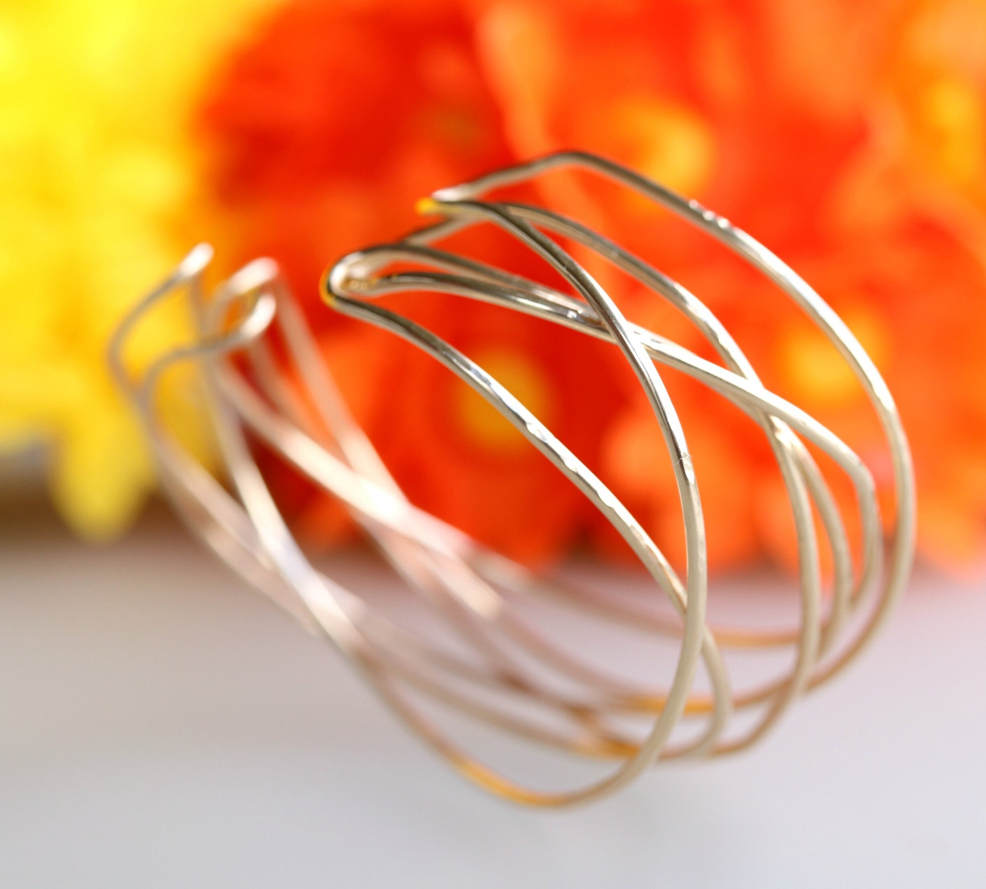 Criss Cross Cuff Bracelet, Multi Layered Open Bangle Bracelet