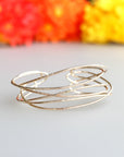 Criss Cross Cuff Bracelet, Multi Layered Open Bangle Bracelet