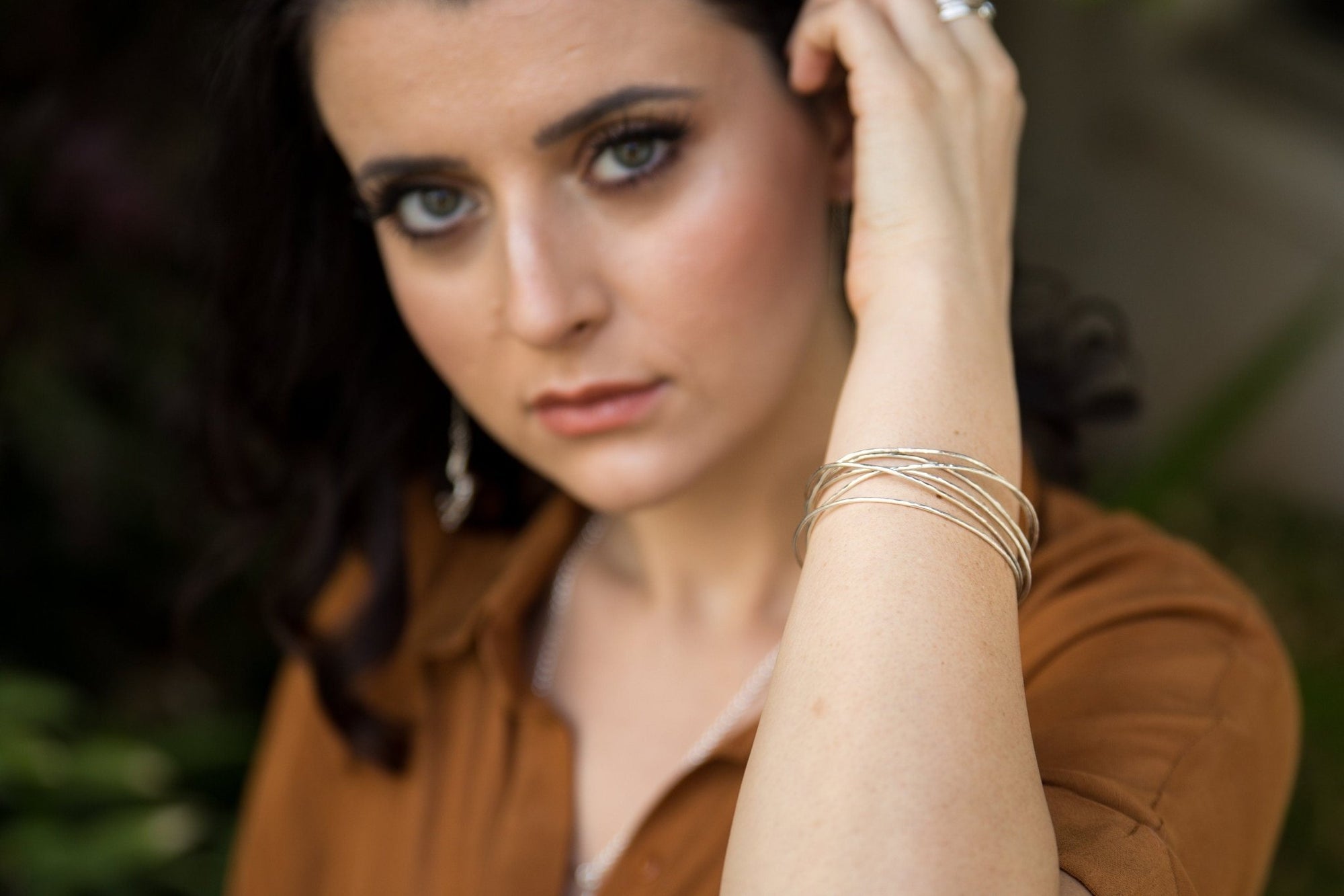 Wrap Cuff Bracelet, Hammered Gold Open Bangle - Melt'm Jewelry