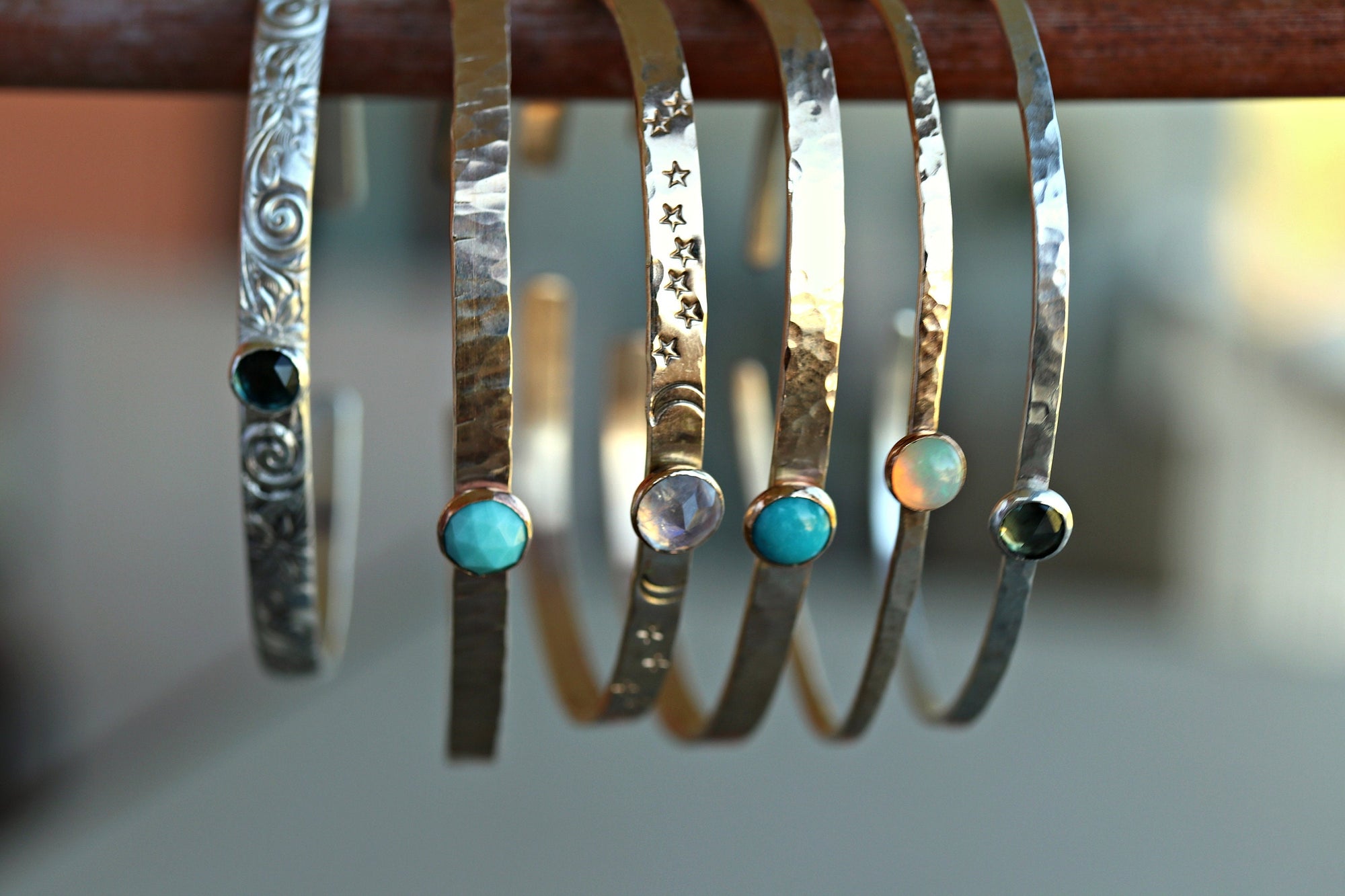 Birthstone Cuff Bracelet, London Blue Topaz Cuff