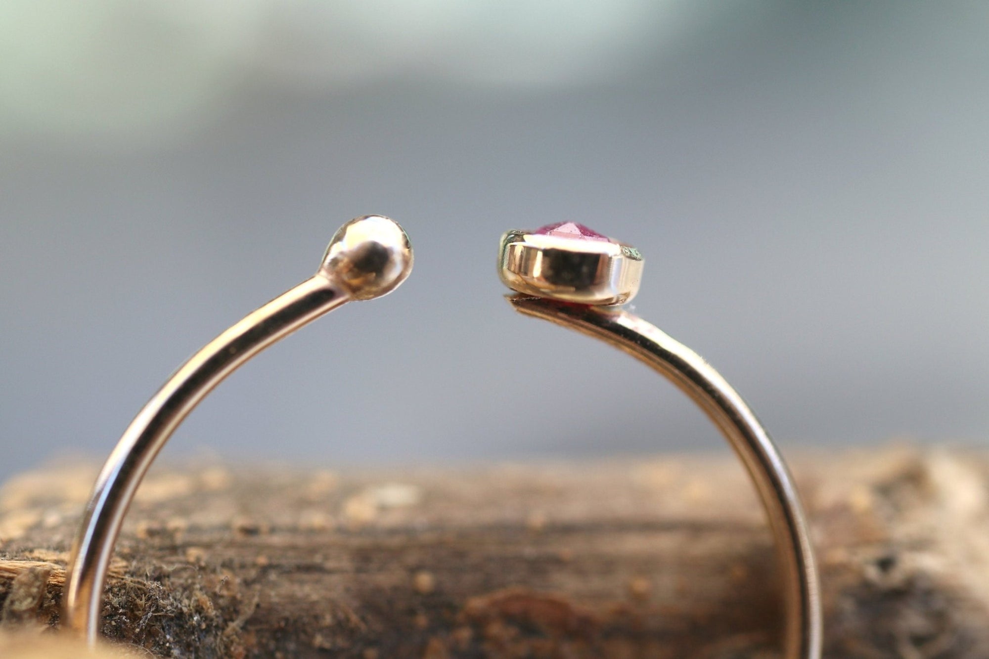 14k Gold Open Cuff Ruby Ring - Melt'm Jewelry