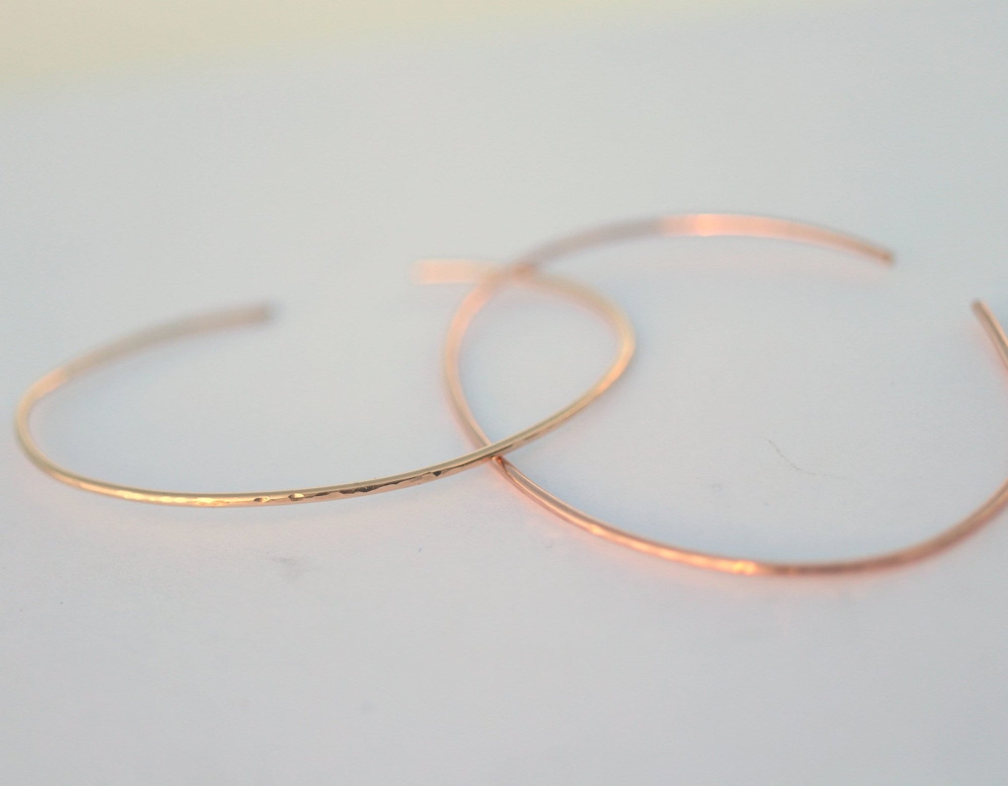 Thin Cuff Bracelet, Hammered Gold Open Bangle - Melt'm Jewelry