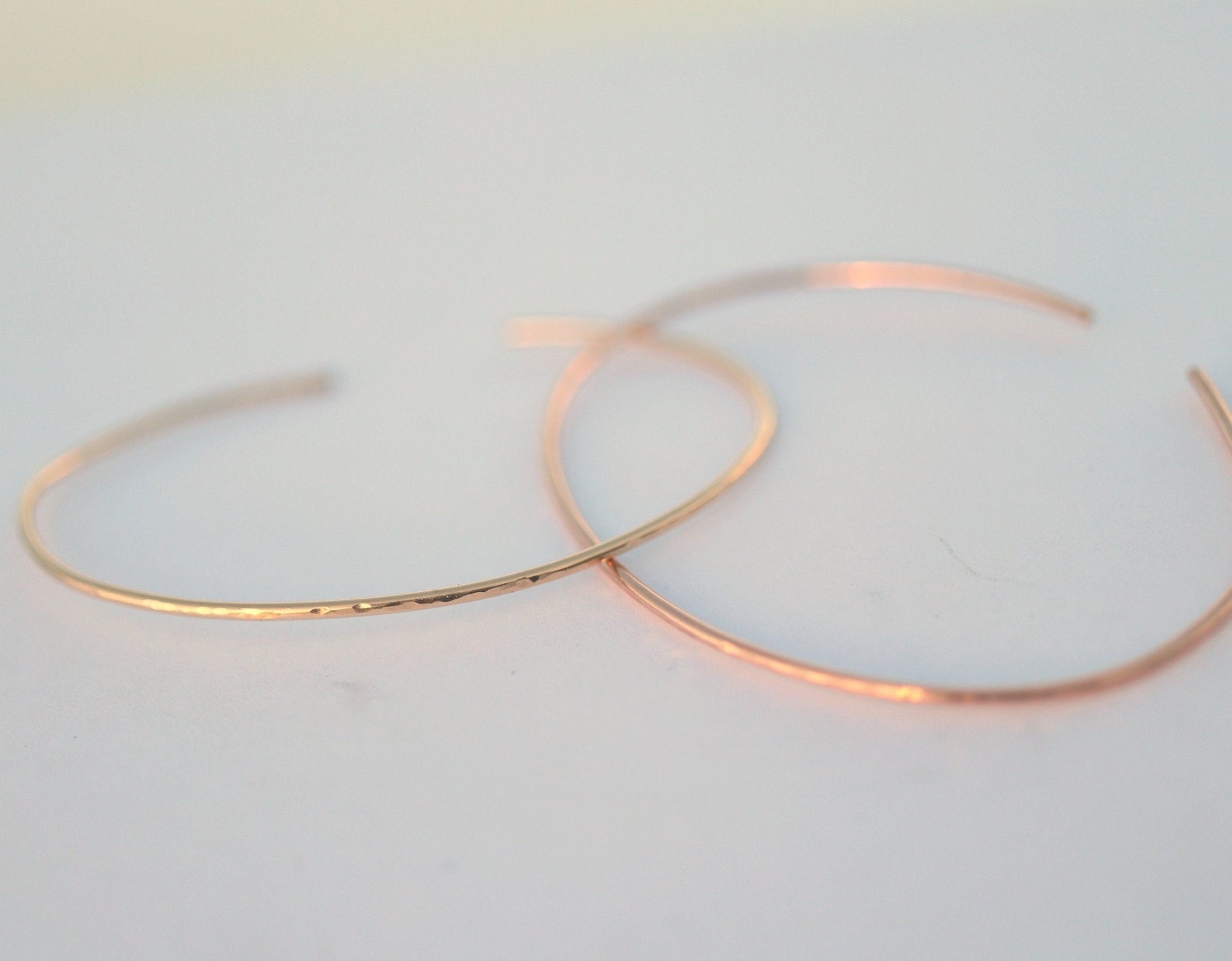 Thin Cuff Bracelet, Hammered Gold Open Bangle - Melt'm Jewelry