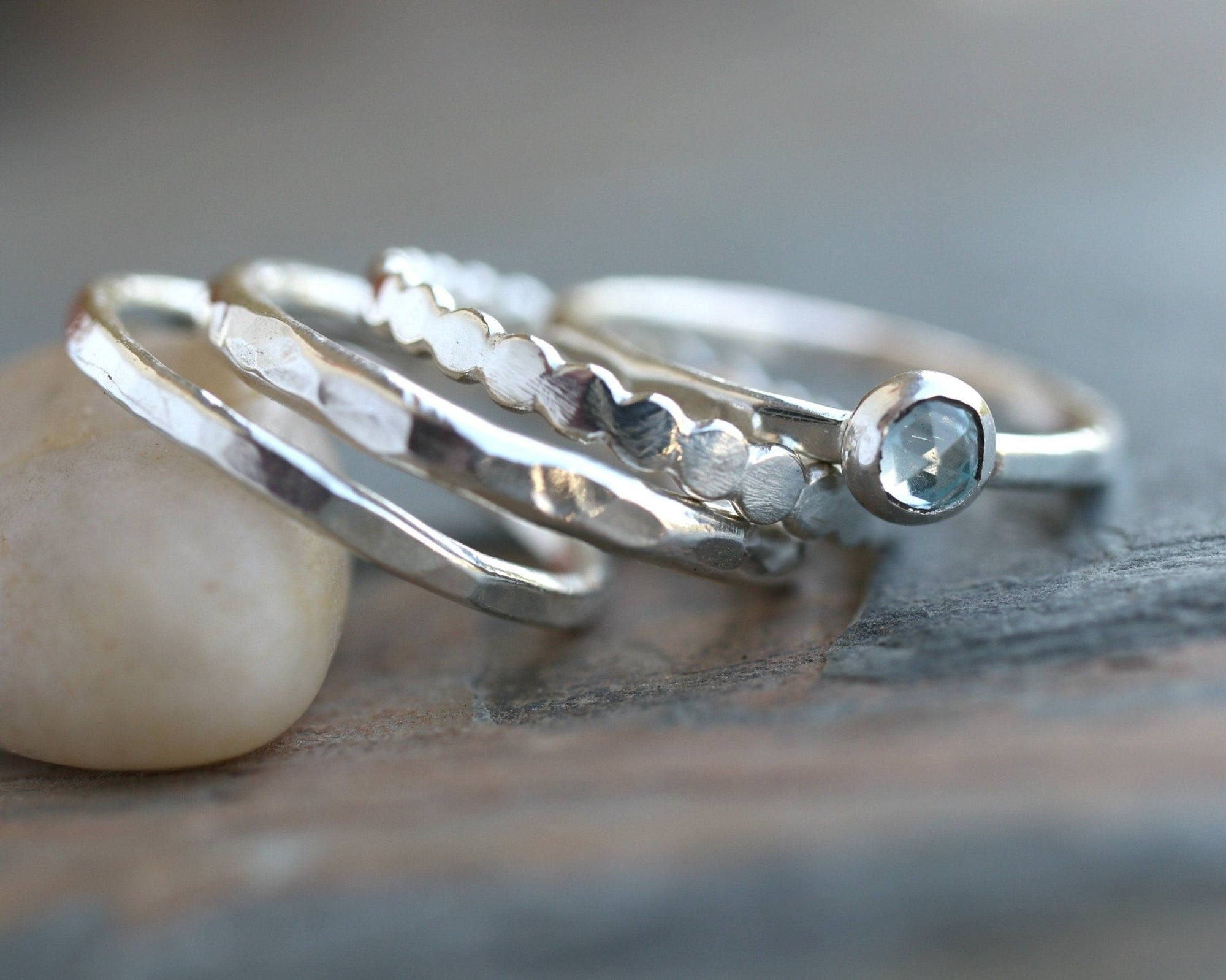 Blue Topaz Stacking Ring Set - Melt'm Jewelry