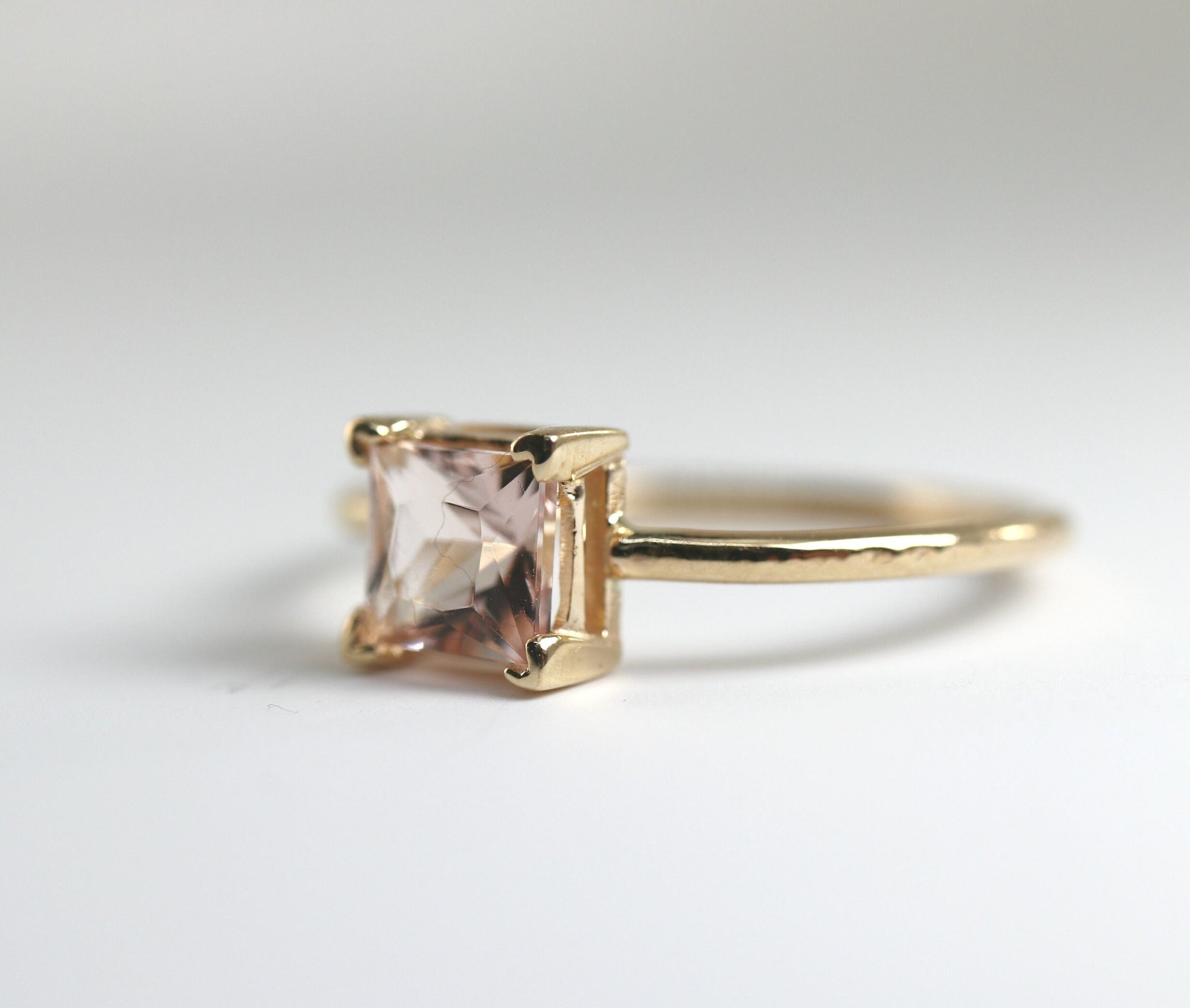 14k Gold Princess Cut Morganite Ring