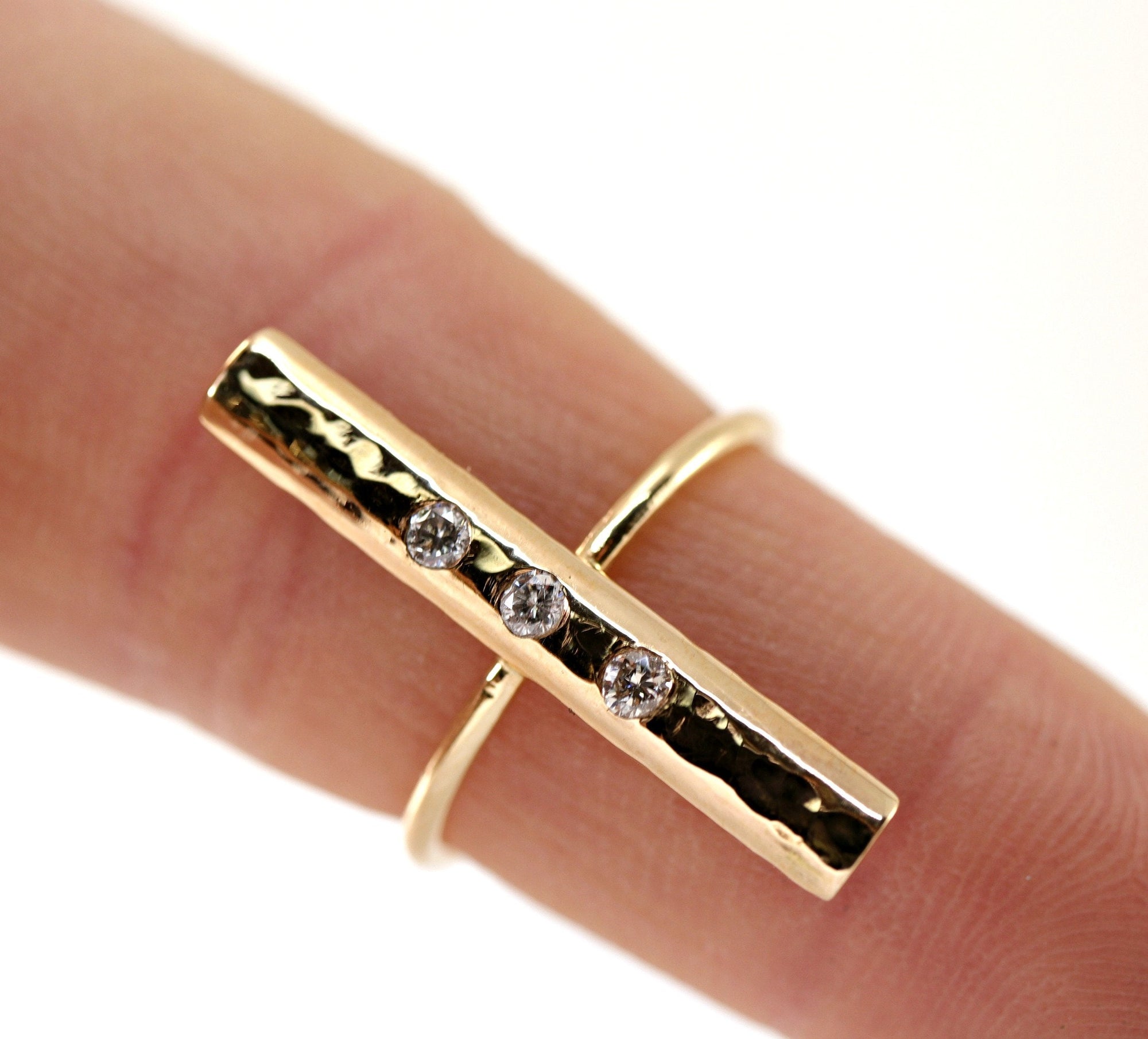 Pave Diamond Vertical Bar Ring