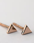 Triangle Stud Earrings, 14k Solid Rose Gold Minimal Earrings