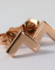 14k Solid Gold Chevron Stud Earrings