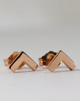 14k Solid Gold Chevron Stud Earrings