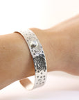 Opal Moon and Stars Hand Stamped Celestial Cuff Bracelet