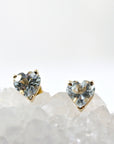 Heart Aquamarine Earrings 14k Solid Gold