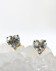 Heart Aquamarine Earrings 14k Solid Gold - Melt'm Jewelry
