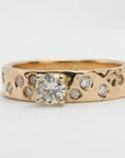 14k Gold Flush Set Diamond Wedding Band, Diamond Gypsy Ring