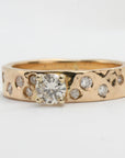 14k Gold Flush Set Diamond Wedding Band, Diamond Gypsy Ring - Melt'm Jewelry