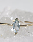Marquise Cut Aquamarine Engagement Ring, 14k Gold March Birthstone Ring - Melt'm Jewelry