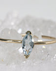 Marquise Cut Aquamarine Engagement Ring, 14k Gold March Birthstone Ring