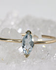 Marquise Cut Aquamarine Engagement Ring, 14k Gold March Birthstone Ring - Melt'm Jewelry