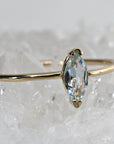 Marquise Cut Aquamarine Engagement Ring, 14k Gold March Birthstone Ring