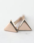 Triangle Stud Earrings, 14k Solid Rose Gold Minimal Earrings - Melt'm Jewelry
