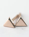 Triangle Stud Earrings, 14k Solid Rose Gold Minimal Earrings