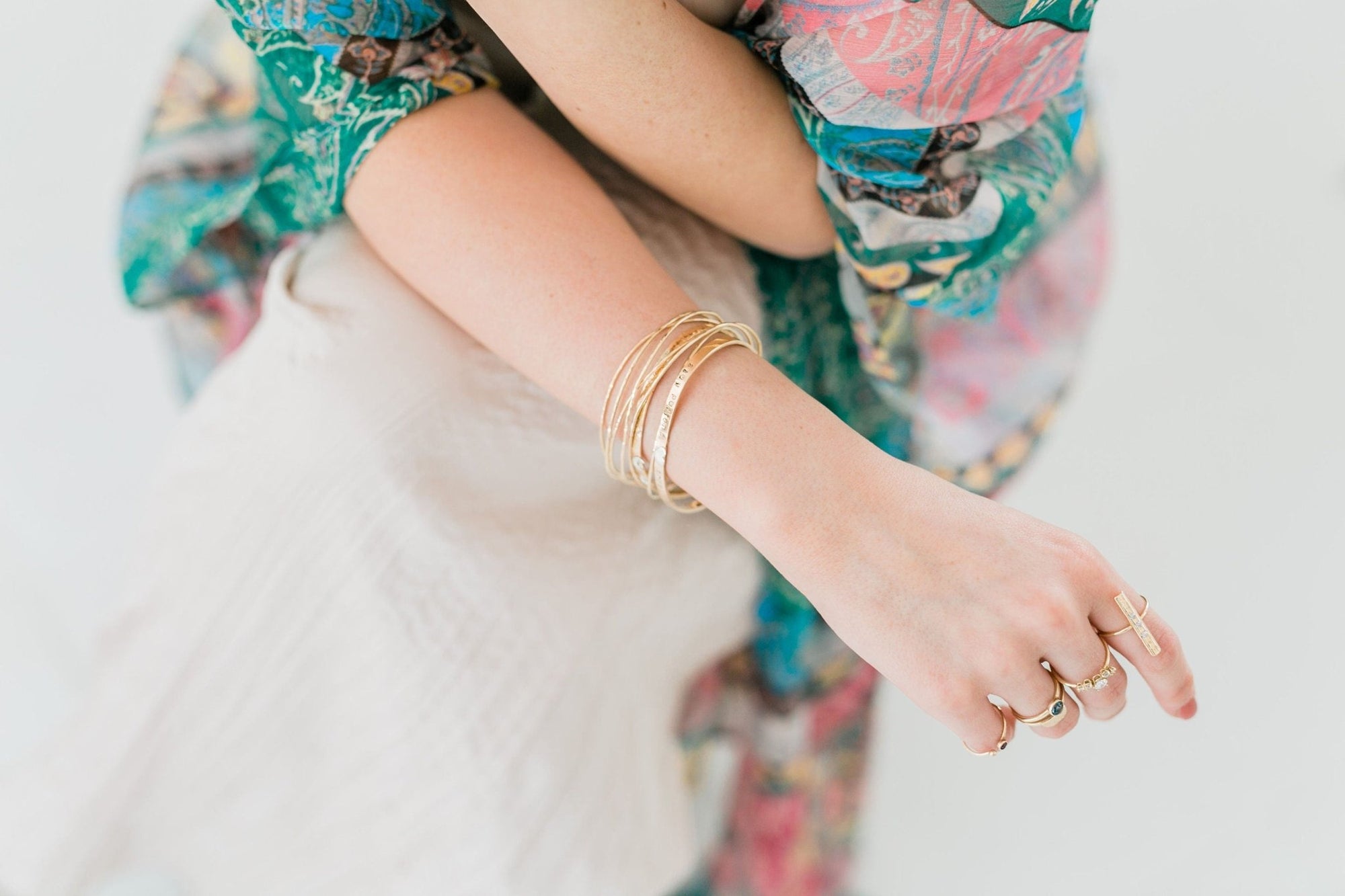 Wrap Cuff Bracelet, Hammered Gold Open Bangle - Melt'm Jewelry