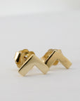 14k Solid Gold Chevron Stud Earrings