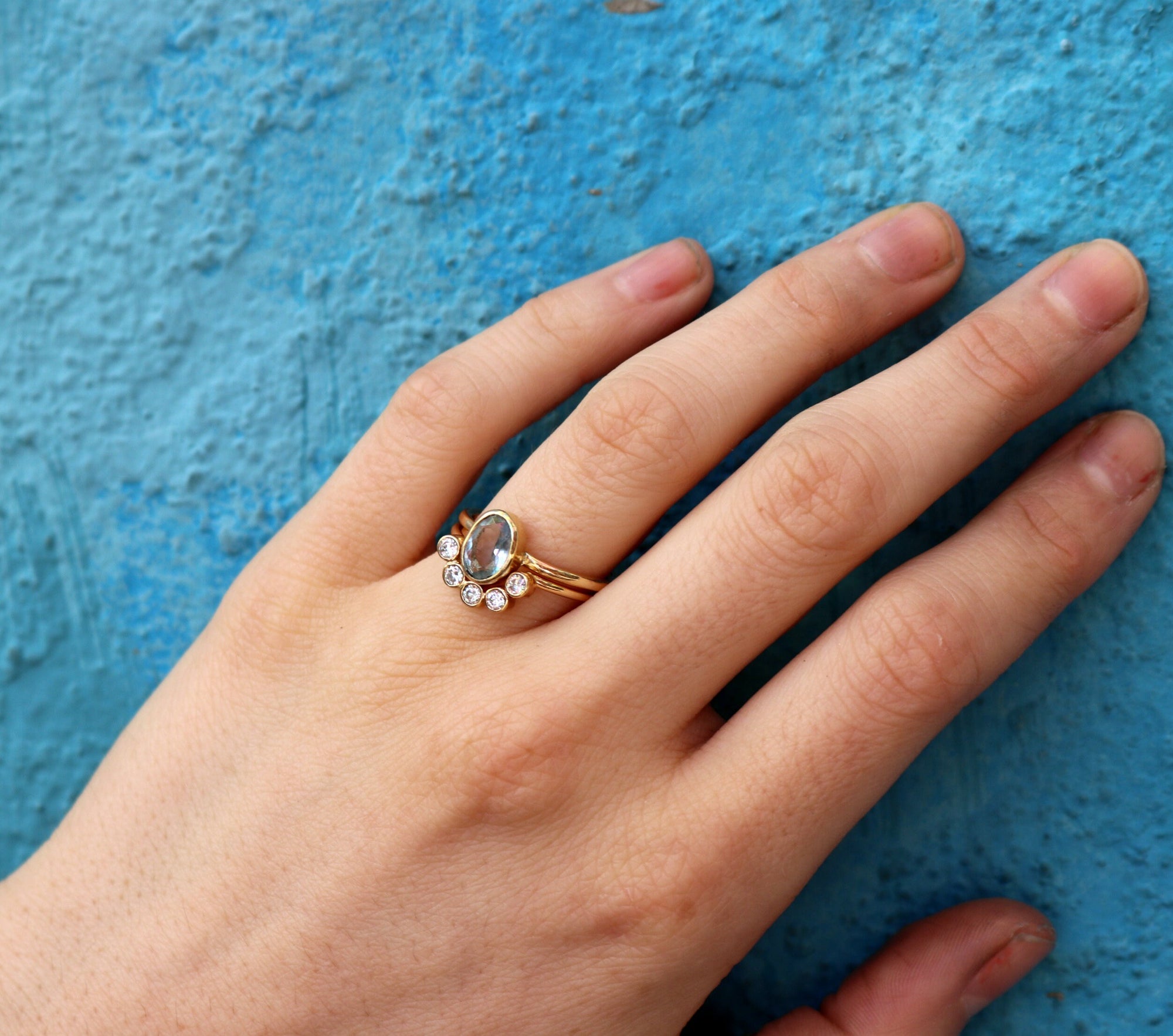 Aquamarine Ring , Anniversary Ring